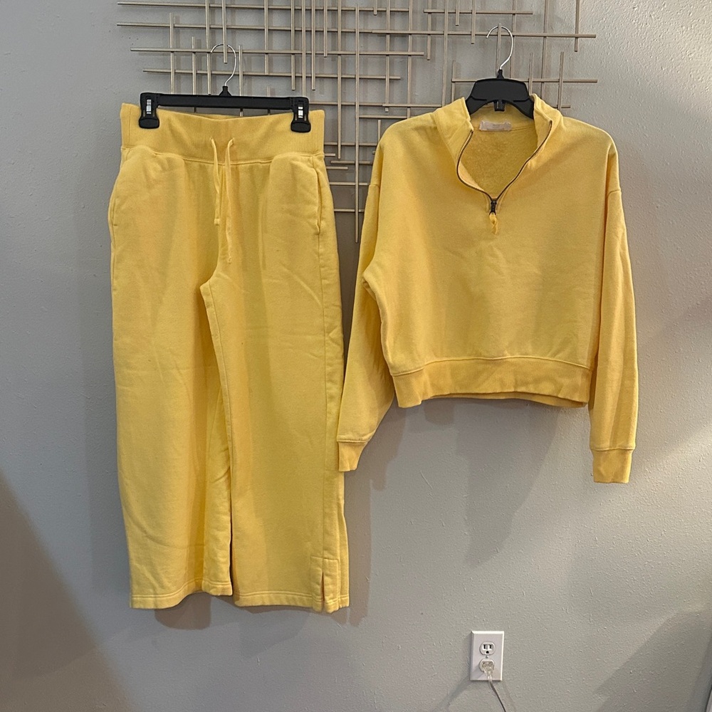 Yellow Sweatshirt and Sweatpants Set